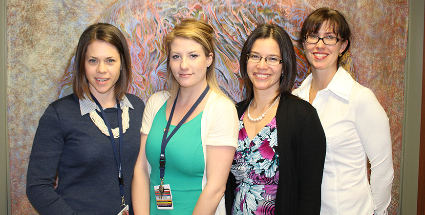 Lindsey Davis (left) and fellow team members Samantha Monuk, Dr. Pamela Berger and Dr. Amanda Black.