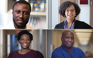 Clockwise from upper left: Dr. Meshach Asare-Werehene, Dr. Janine Malcolm, Dr. Alfredo E Walker, Ellen Odai Alie 