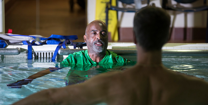 Fran Cosper stands chest-deep in the Ottawa Hospital Rehabilitation Centre pool