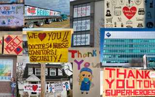 Un collage de messages de remerciement envoyés par des membres de la collectivité.