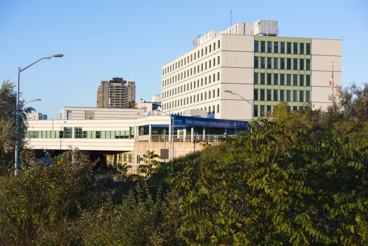 The exterior of The Ottawa Hospital Riverside Campus on Riverside Drive.