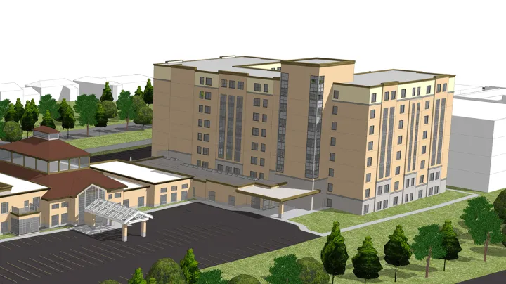 An artistic rendering of The Village of Riverbank Terrace.
