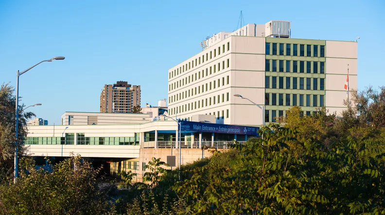 The exterior of The Ottawa Hospital Riverside Campus on Riverside Drive.