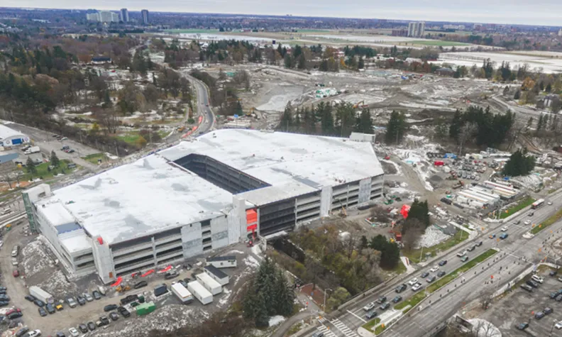 An aerial view showing progress at the new campus site, November 2025.