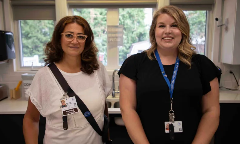 Nesrine (left) and Sarah (right) in the Robin Easey Centre’s kitchen.