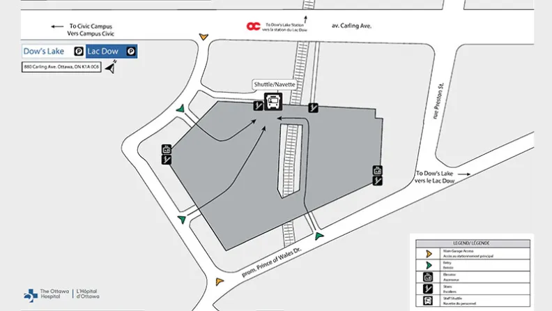 Dow's Lake parking map