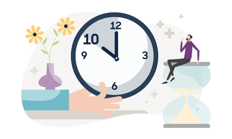 Illustration indicating that patients are discharged from the hospital at 10:00 a.m.