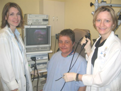 Speech-Language Pathologists with Patient preparing for Fiberoptic Endoscopic Evaluation of Swallowing (FEES)