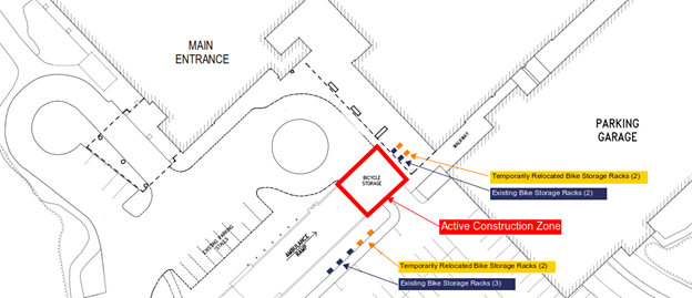 General Hospital Main Entrance Bicycle Storage Repairs Map