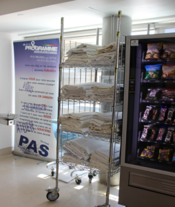 img-responsive The comfort cart is stocked with clean blankets