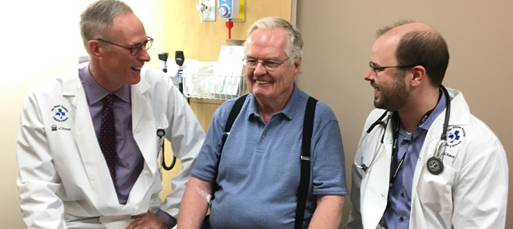 Harold Black (middle), Dr. Philip Wells (left) and Dr. Marc Carrier (right)