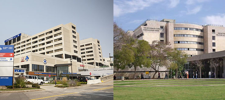 : The Ottawa Hospital [left] and Israel’s Sheba Medical Center