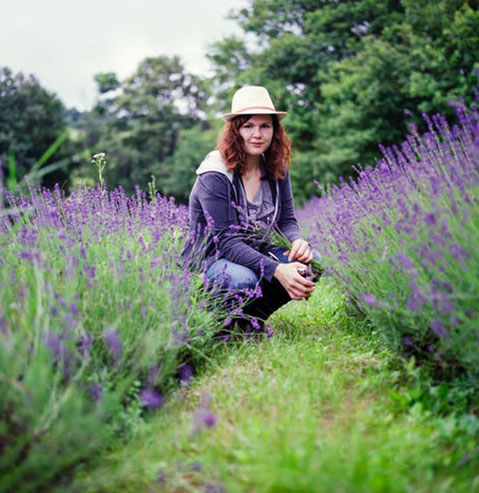 Woman in lavender garden