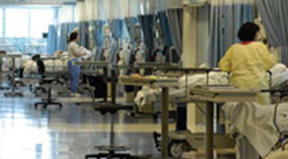 A ward with patients getting checked by Doctors