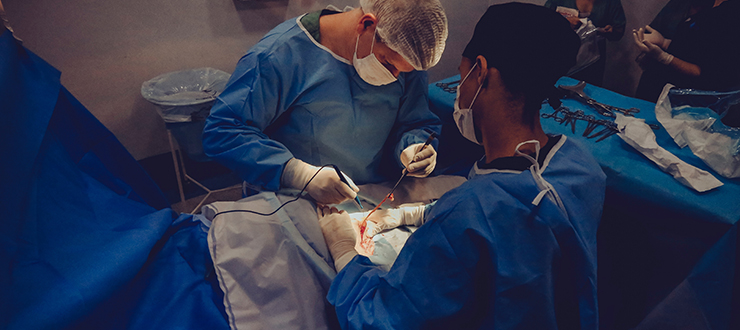 Operating room staff perform organ donation