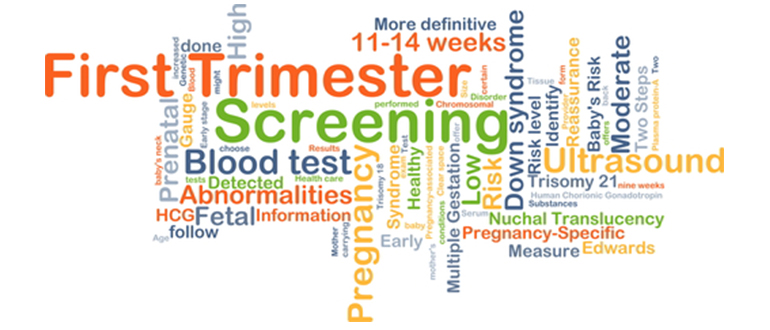 wordcloud illustration of first trimester screening