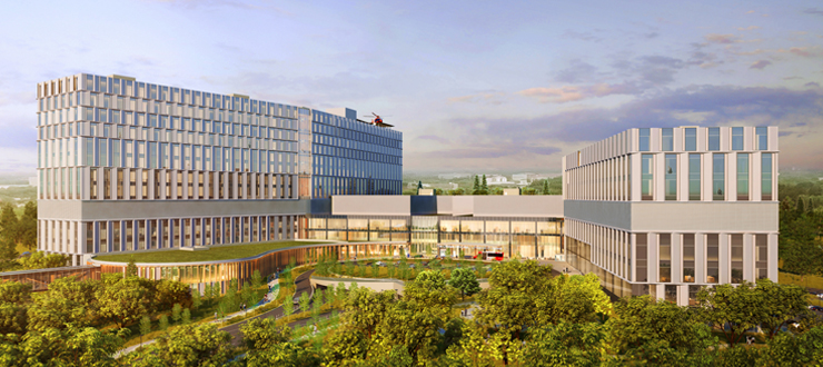 An artist rendering of the exterior of the main building of The Ottawa Hospital's new campus.