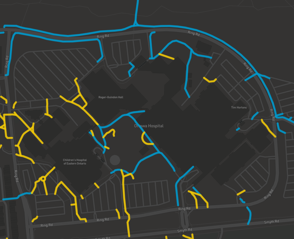 Carte de pistes cyclables hivernales de Bike Ottawa