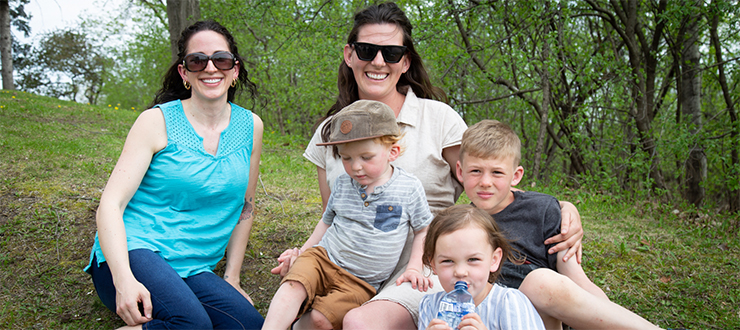 Nurse Sophie Barrette, parent Katie Cleary and Katie’s children