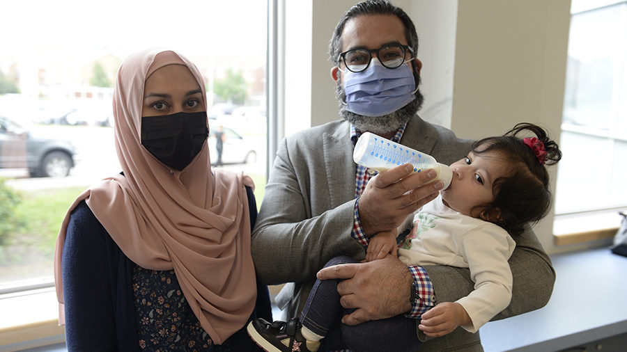 Baby Ayla with her mother, Sobia Qureshi, and father, Zahid Bashir