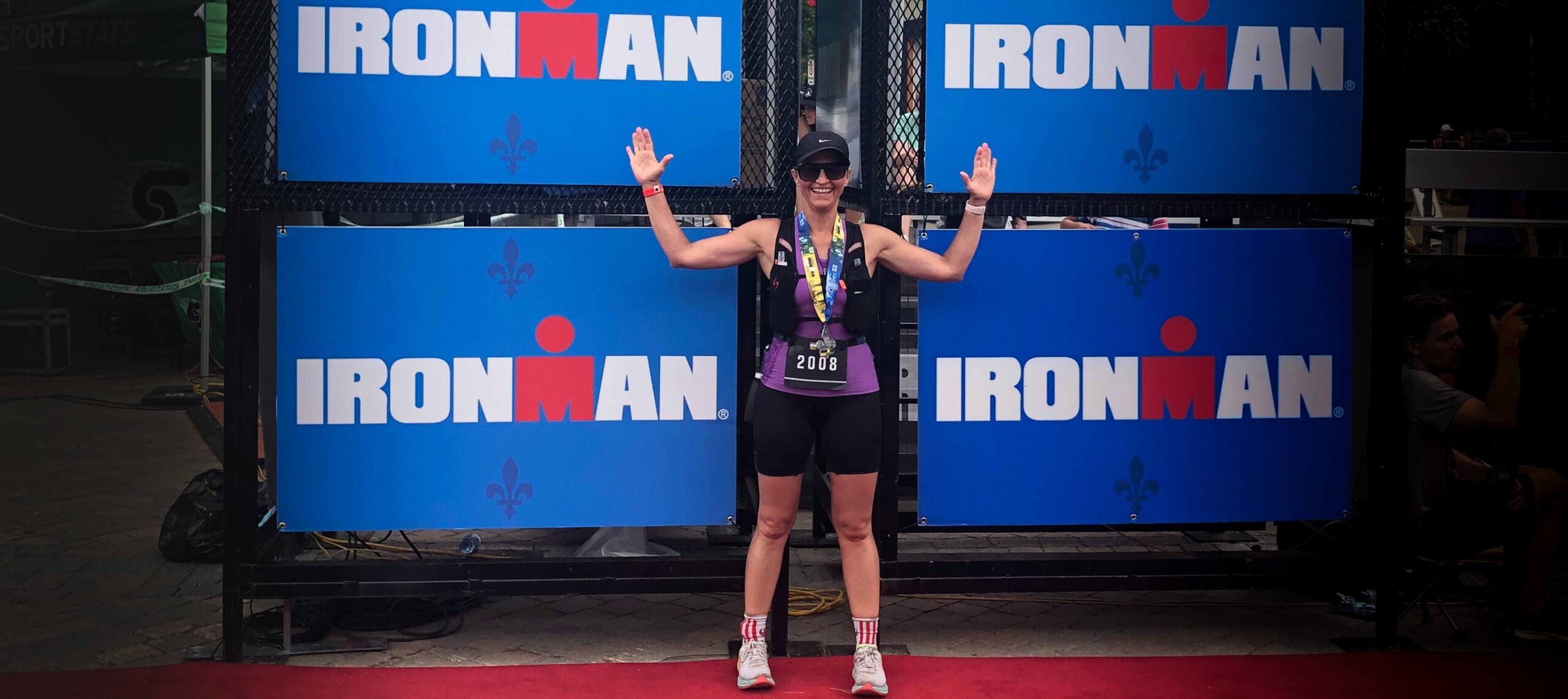 Angèle Lamothe competes in an Ironman triathlon race