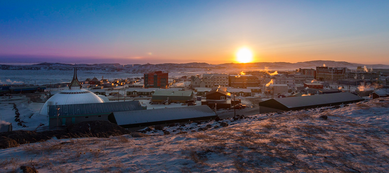 The city of Iqaluit at sunset