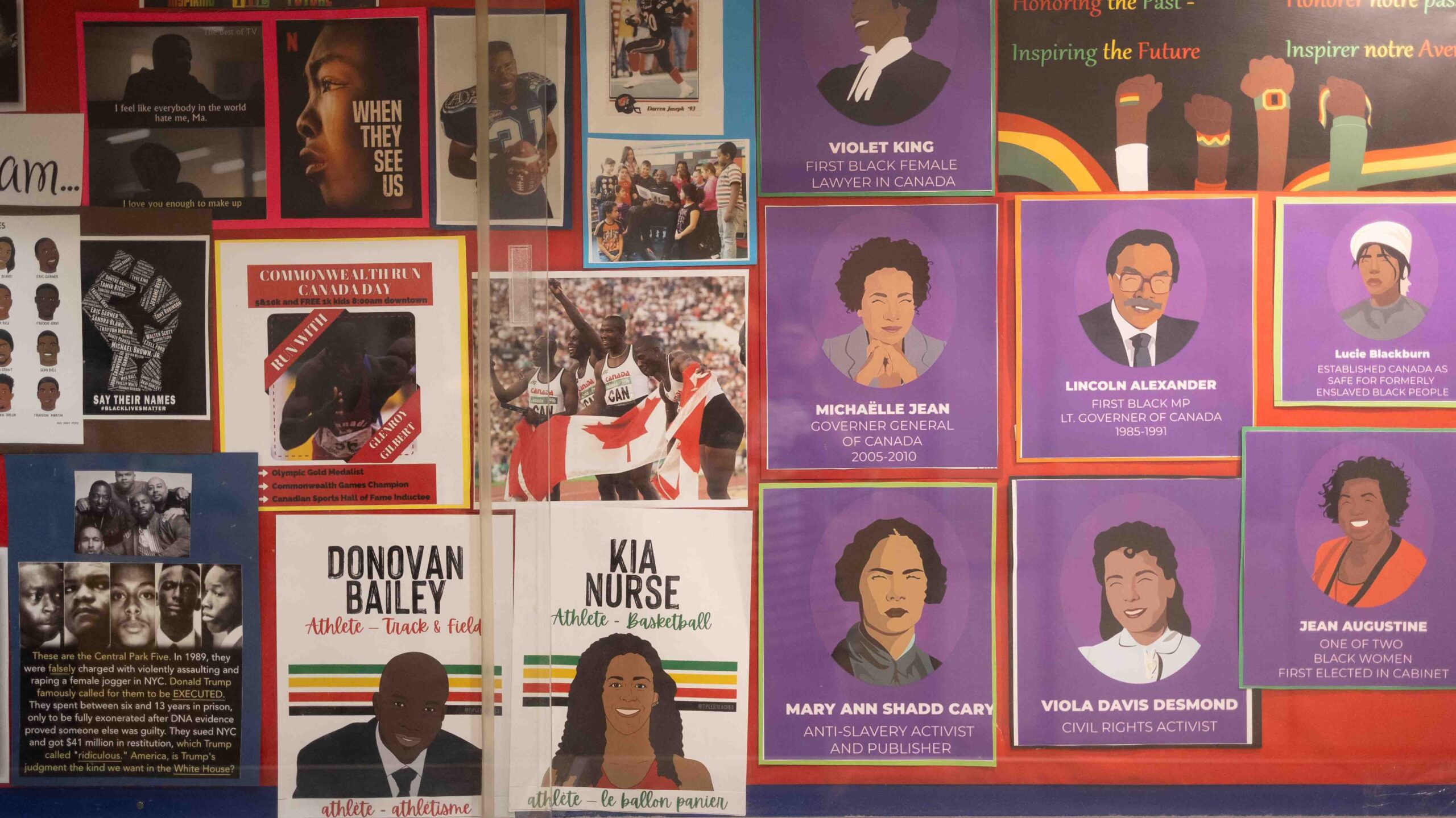 Macrina’s display features posters of Black leaders.
