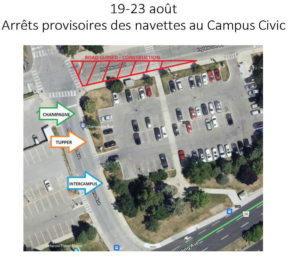 19-23 août Arrêts provisoires des navettes au Campus Civic