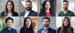 Top row, from left to right: Safina Adatia, Andrew L. Smith, Gayatri Saraf and Gurvir Rai. Bottom row, from left to right: Philippe Hwang, Sara Amrani, Aroldo Dargél and Sarah Brandigampola.