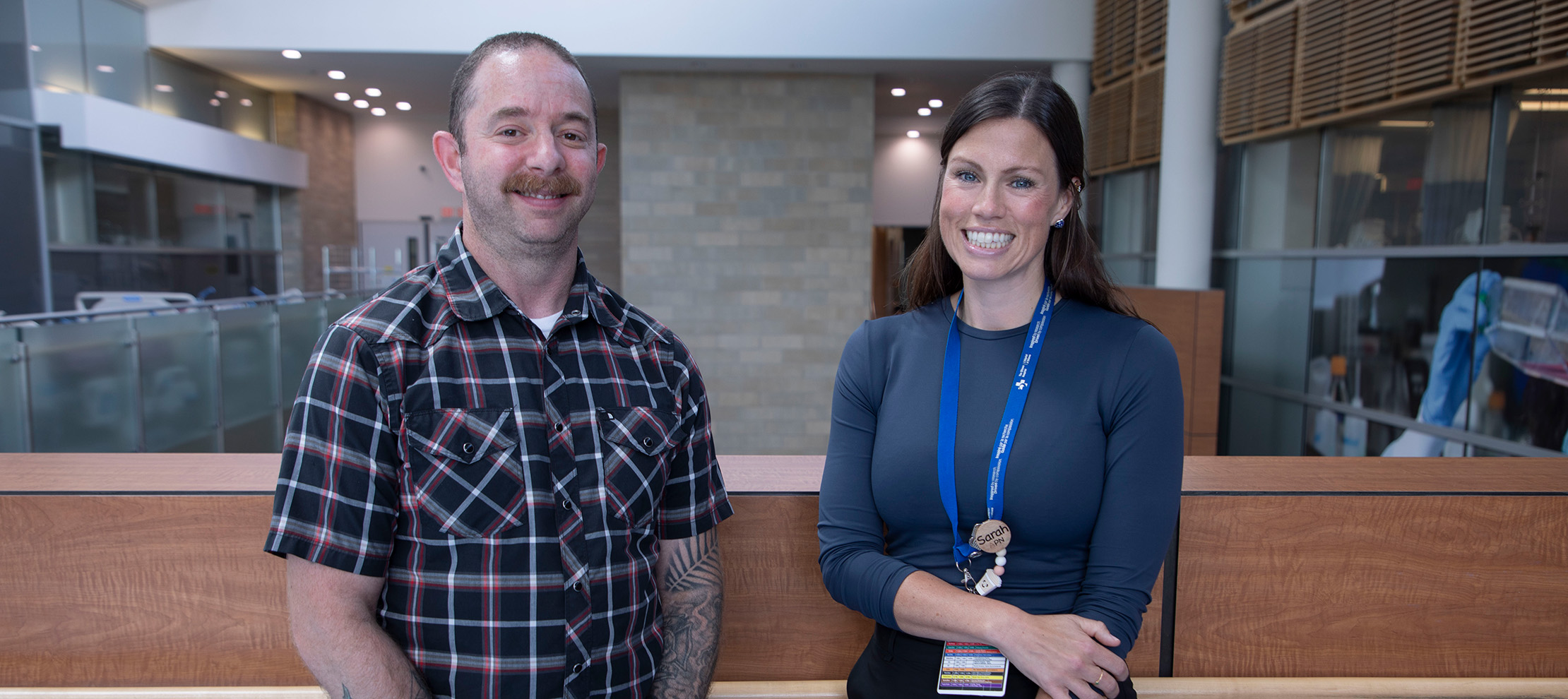 Patient Jay Abramovitch (left) and Advanced Practice Nurse Sarah Cleyn (right).