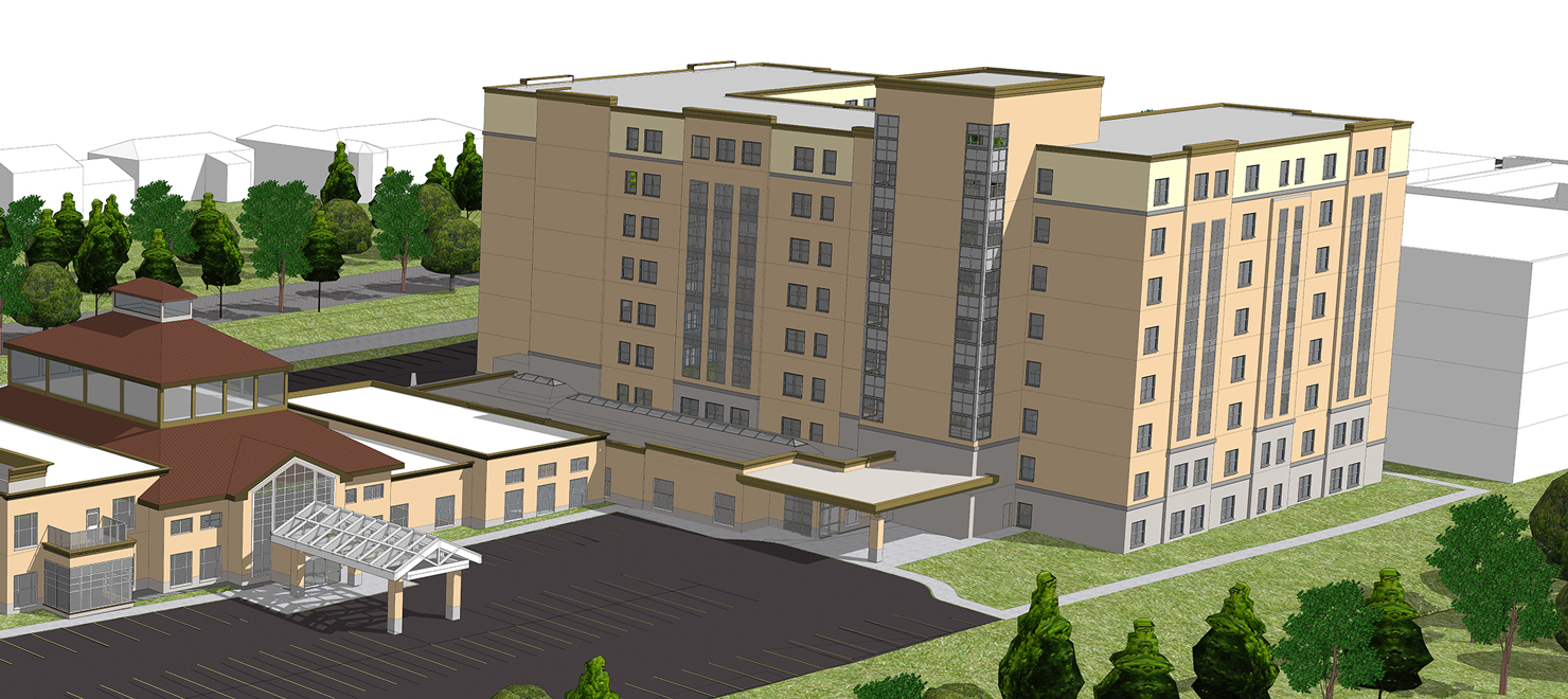 An artistic rendering of The Village of Riverbank Terrace.